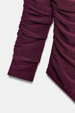 ZARA БОДИ СО СБОРКАМИ, БАКЛАЖАННЫЙ