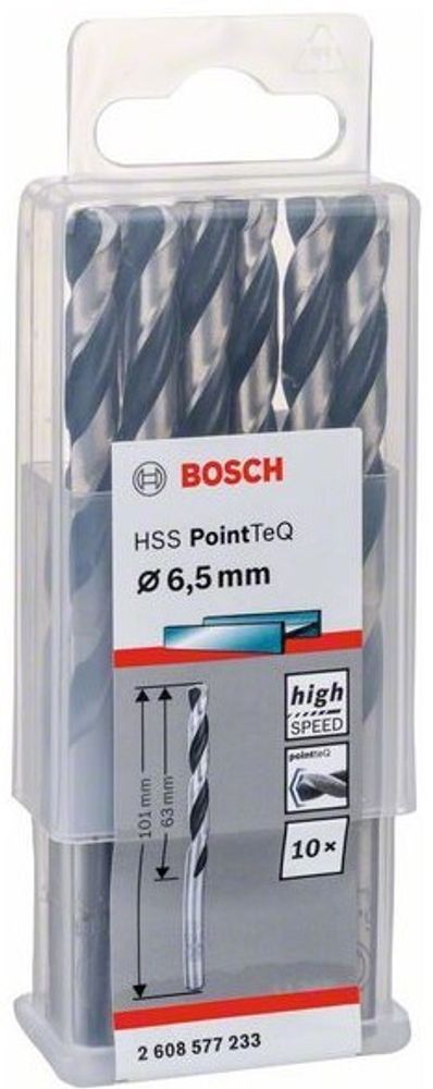 Сверло по металлу BOSCH HSS PointTeQ 6.5х101 мм набор 10 свёрл