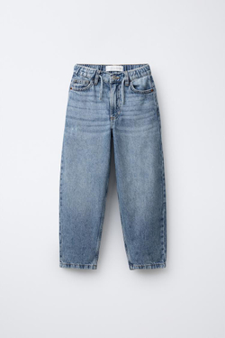 ZARA ДЖИНСЫ BAGGY BALLOON, СИНИЙ