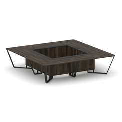 Steel Meet Стол переговорный квадратный KM-PR.B.SP-16K Дуб Мали/Графит Глянец/Металл Черный 3200*320