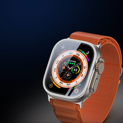 Закаленное стекло с рамками серебристого цвета от Dux Ducis для смарт часов Apple Watch Ultra 49mm, серия Flas Screen Protector Black