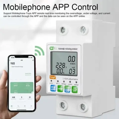 Защитное реле от перенапряжения, Tuya Wifi, автоматическое повторное включение, защита от утечки и перегрузки по току, беспроводной дистанционный мониторинг