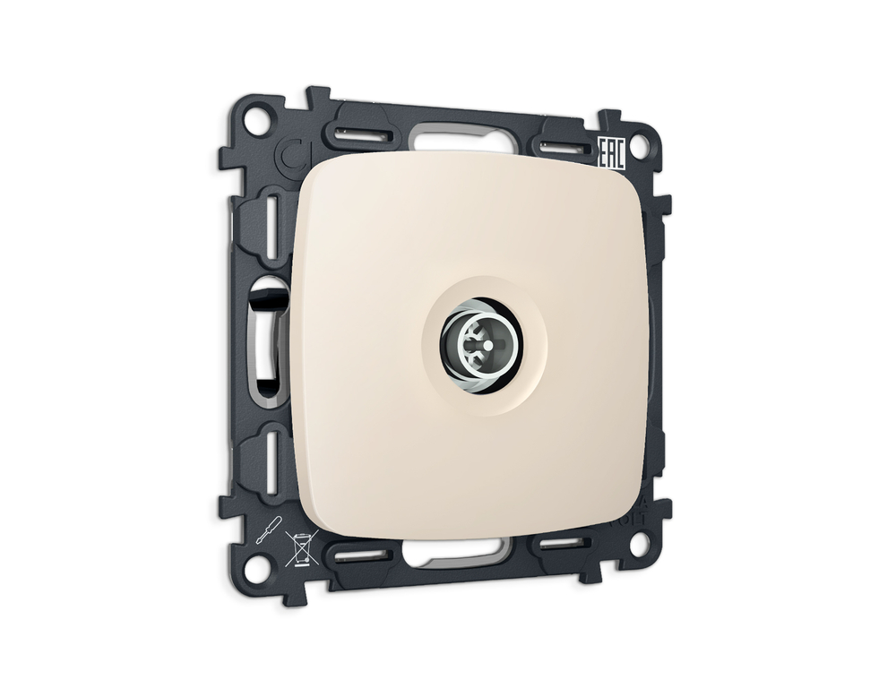 MO333005 Комплект механизма TV розетки оконечной экранированной 5-1000MHz 3dB OMEGA Бежевый матовый QUANT (OP3330, VM199)