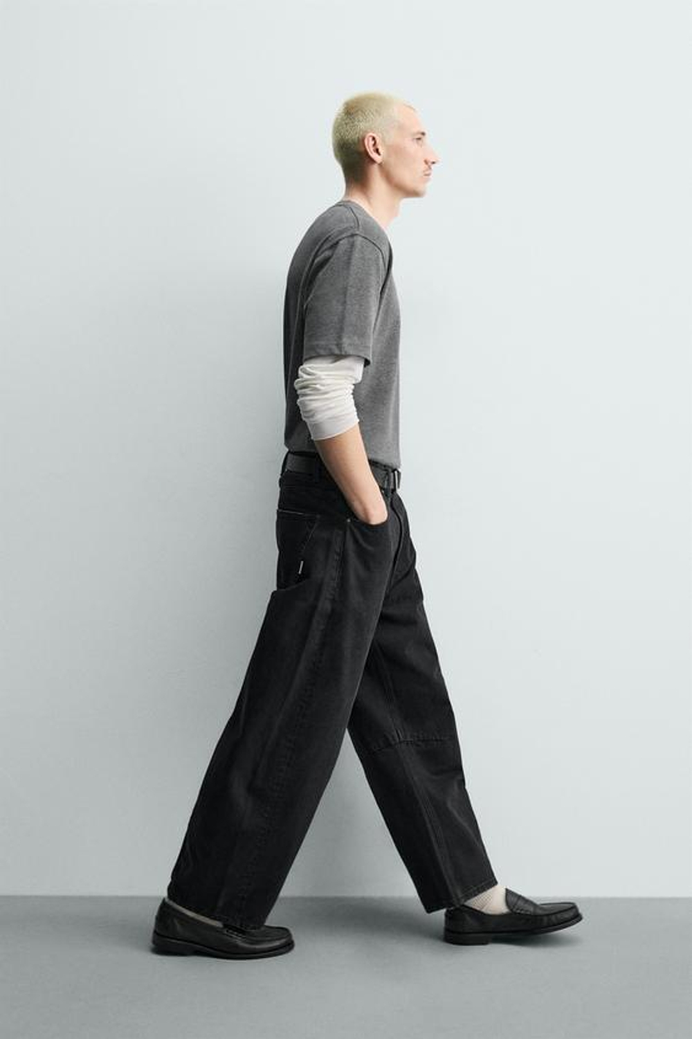 ZARA БРЮКИ BARREL FIT, ЧЕРНЫЙ