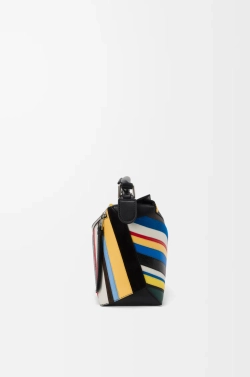 Loewe Сумка Stripes Small Puzzle Edge из телячьей кожи наппа, замши и кожи ящерицы, разноцветный