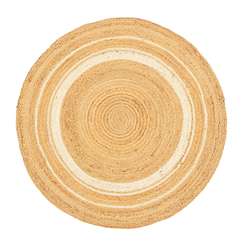 Ковер из джута круглый с вставками белого цвета из коллекции ethnic, 90см