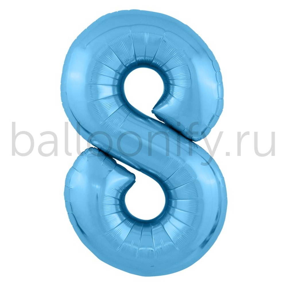 Шар ЦИФРА 8 Металлик Cool Blue 40" 102 см