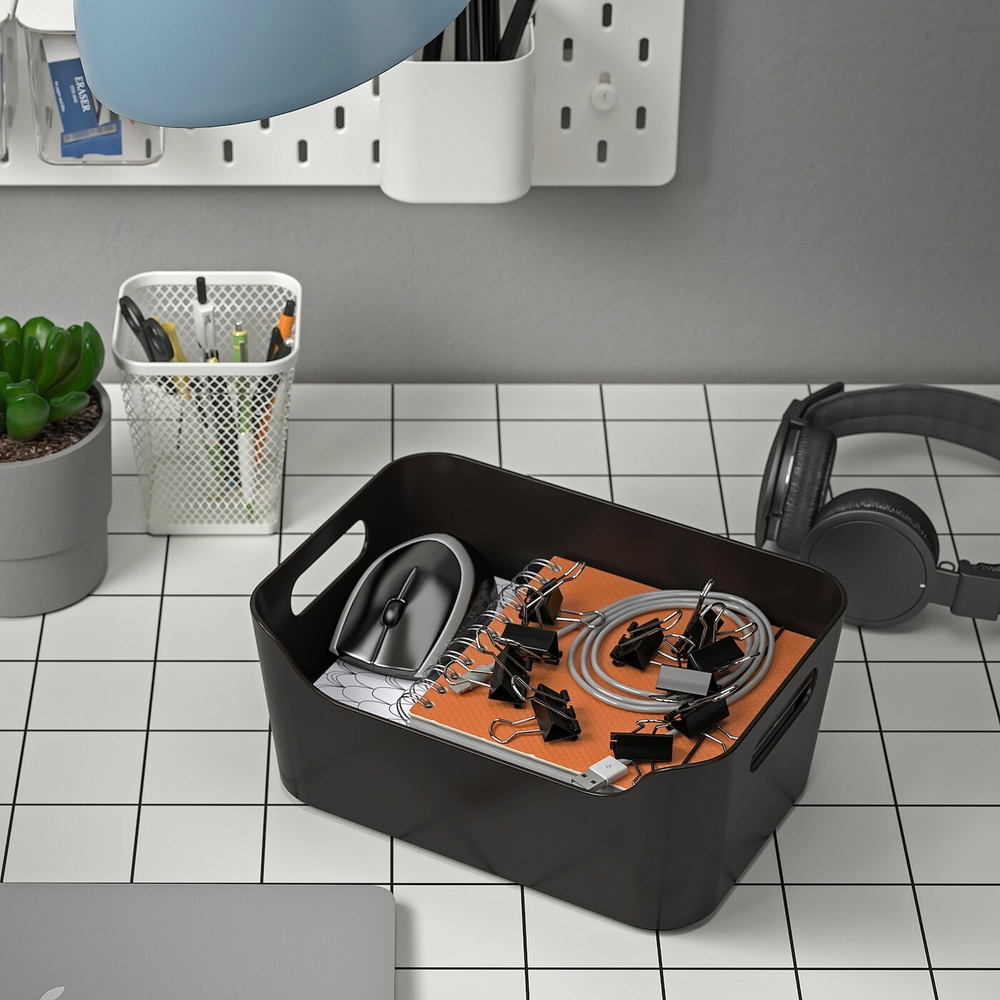 IKEA UPPDATERA  (ИКЕА УППДАТЕРА)  -  Контейнер, антрацит, 24x17 см
