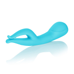 Голубой вибромассажер Impress Dual Kiss со стимуляцией клитора - 15 см. (Цвет: голубой)