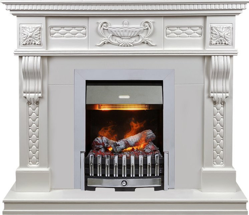 Каминокомплект Corsica - Матовый белый (Ширина 1100) с очагом Danville Chrome FB2