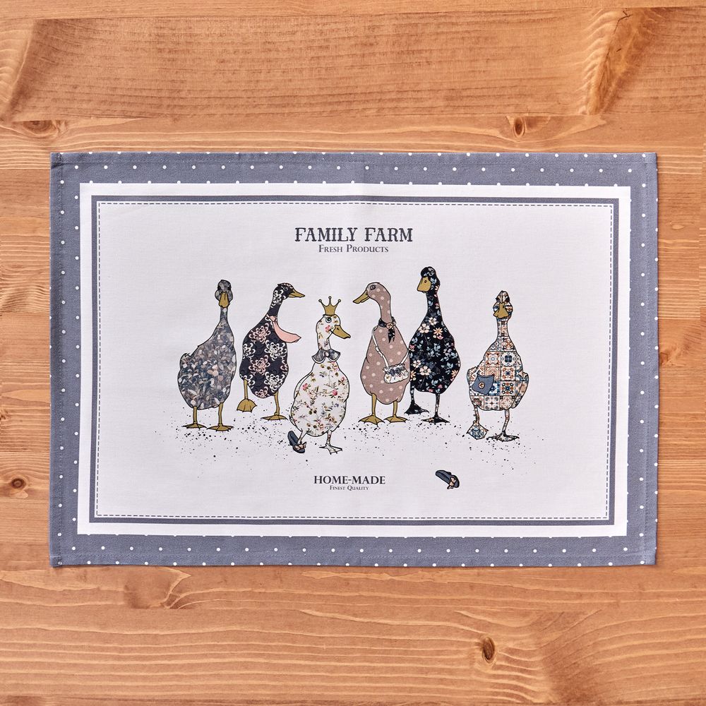 НАБОР ПОЛОТЕНЕЦ ИЗ 2-ХШТ "FAMILY FARM",40Х60СМ, 100% ХЛОПОК,ГРАФИТ