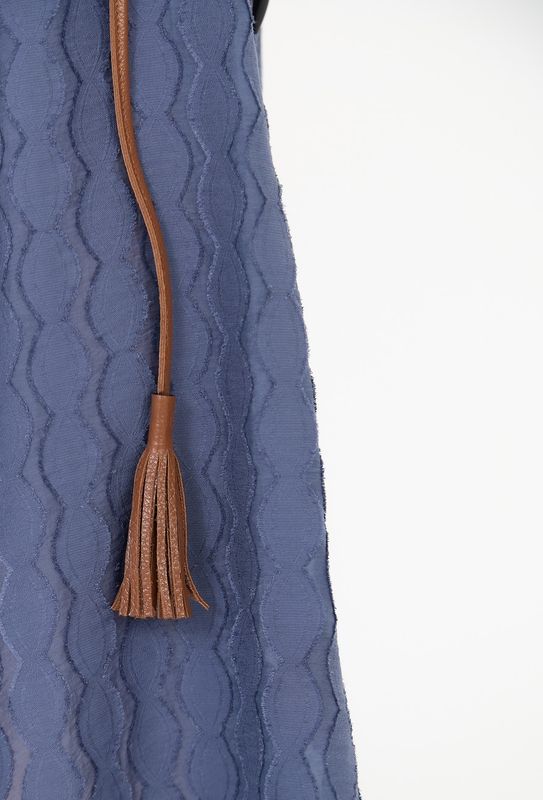 Платье-рубашка из вискозы жаккард, индиго