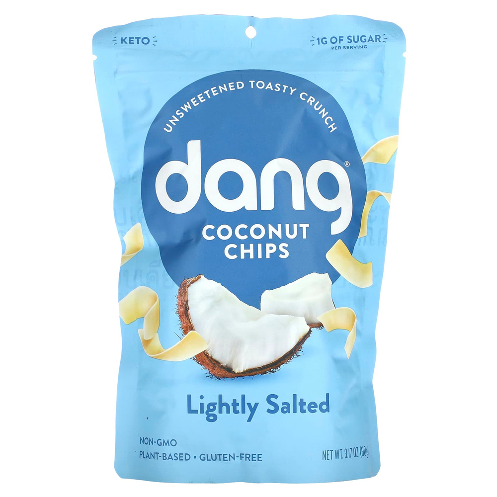 Dang Foods, кокосовые чипсы, слабосоленые, 90 г (3,17 унции)