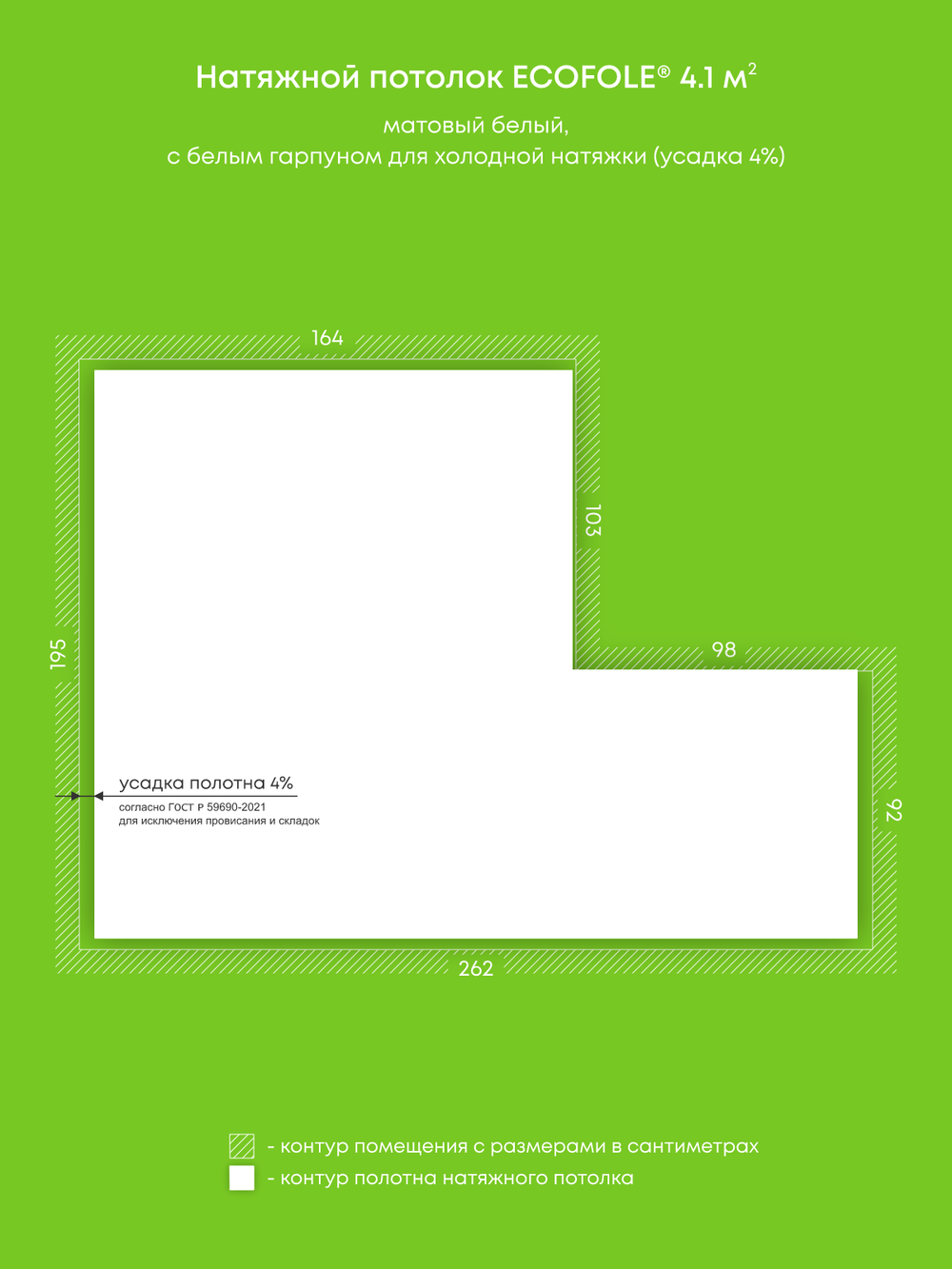 Натяжные потолки 4.1 м2, 0.8 м2, 4.4 м2