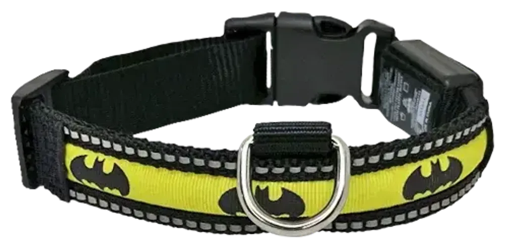 Buckle-Down Ошейник Бэтмен для собак, светящийся, желтый S (23-38см)