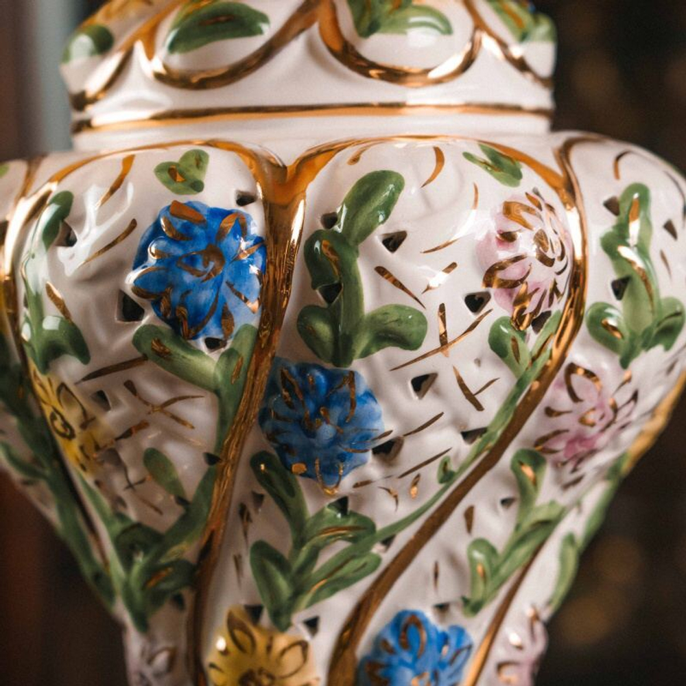 Настольная лампа с расписным керамическим основанием