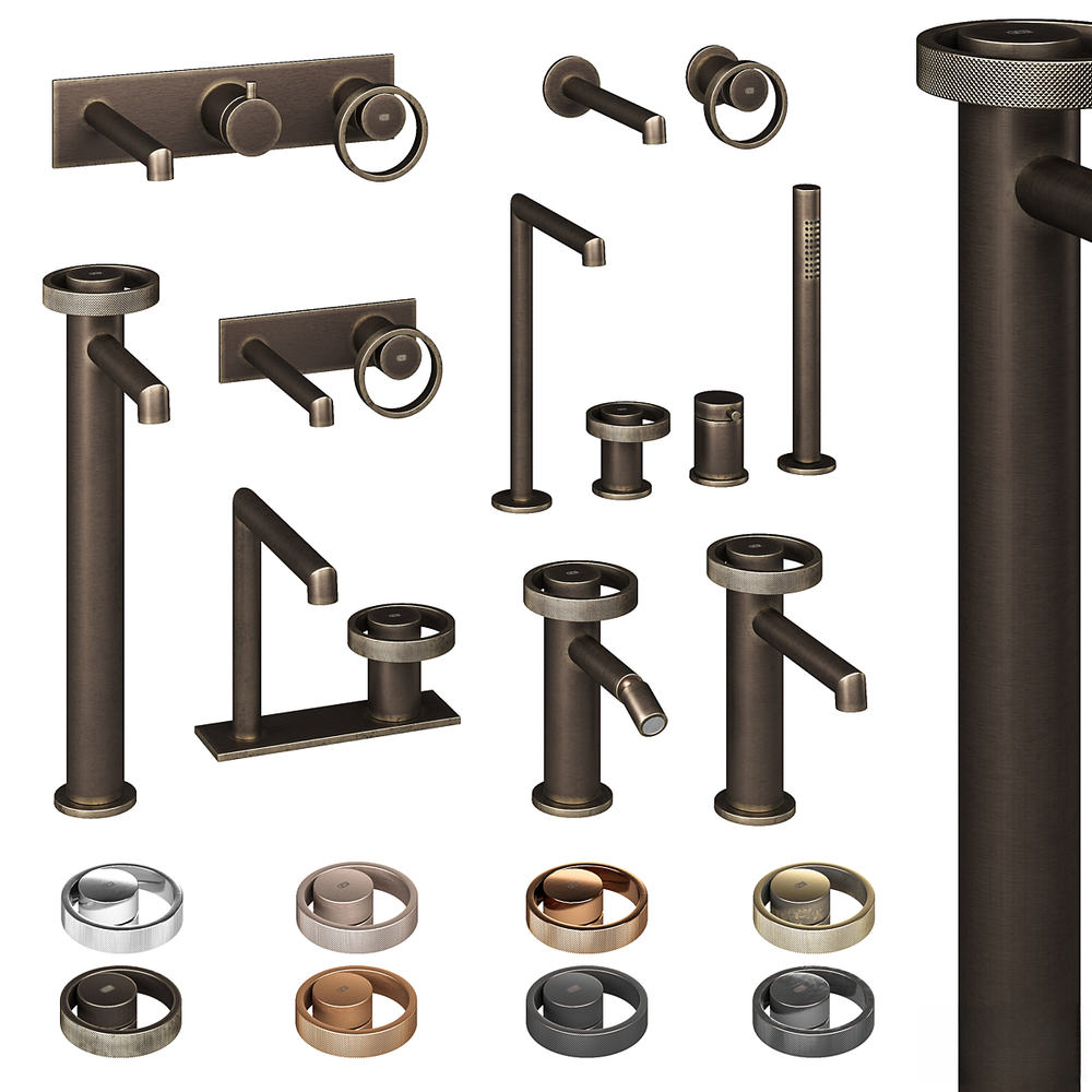 Смеситель для биде Gessi Anello, на 1 отверстие, донный клапан, цвет Black Metal Brushed PVD