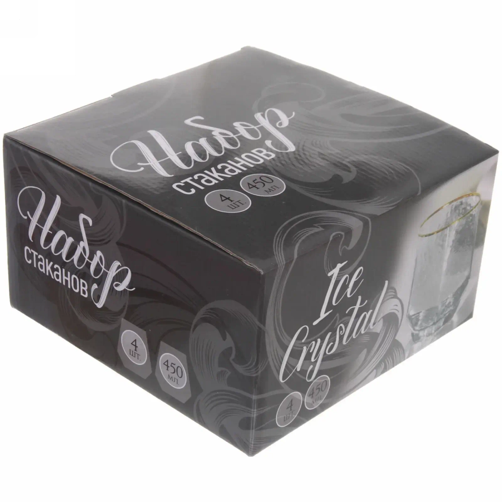 Стакан 450мл «ICE CRYSTAL» в наборе 4шт, прозрачный
