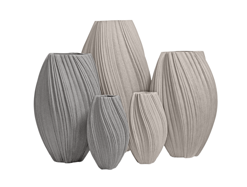 Кашпо-ваза TREEZ Effectory Dune Высокая дизайн-ваза Дымчато-серый песок д-30 см, в-52 см 1/1