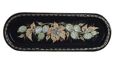 Жостовский поднос декоративный, размер 21х8 см (A4), металлический