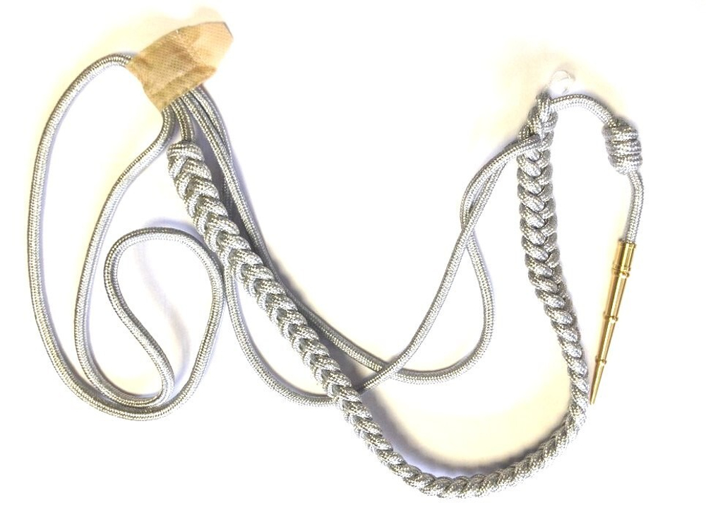 Аксельбант офицерский (1 наконечник) шелк серебристый