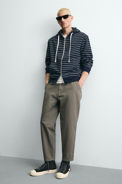 ZARA БРЮКИ CARROT FIT С ЭФФЕКТОМ ПОТЕРТОСТИ, ХАКИ