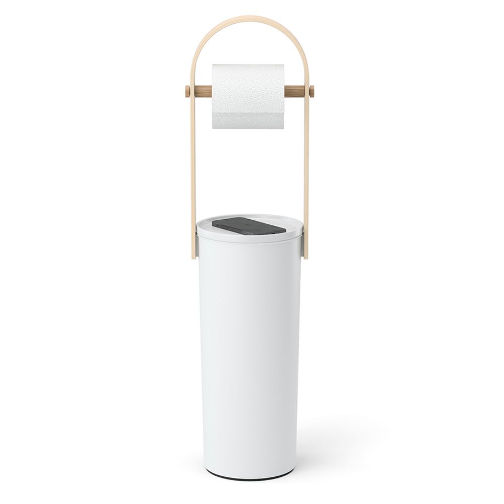 Держатель-органайзер для туалетной бумаги Bellwood, белый/натуральное дерево