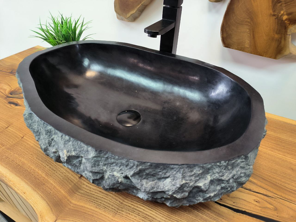 Раковина из андезита Erozy Black EA-65659 60х40х15 из натурального камня