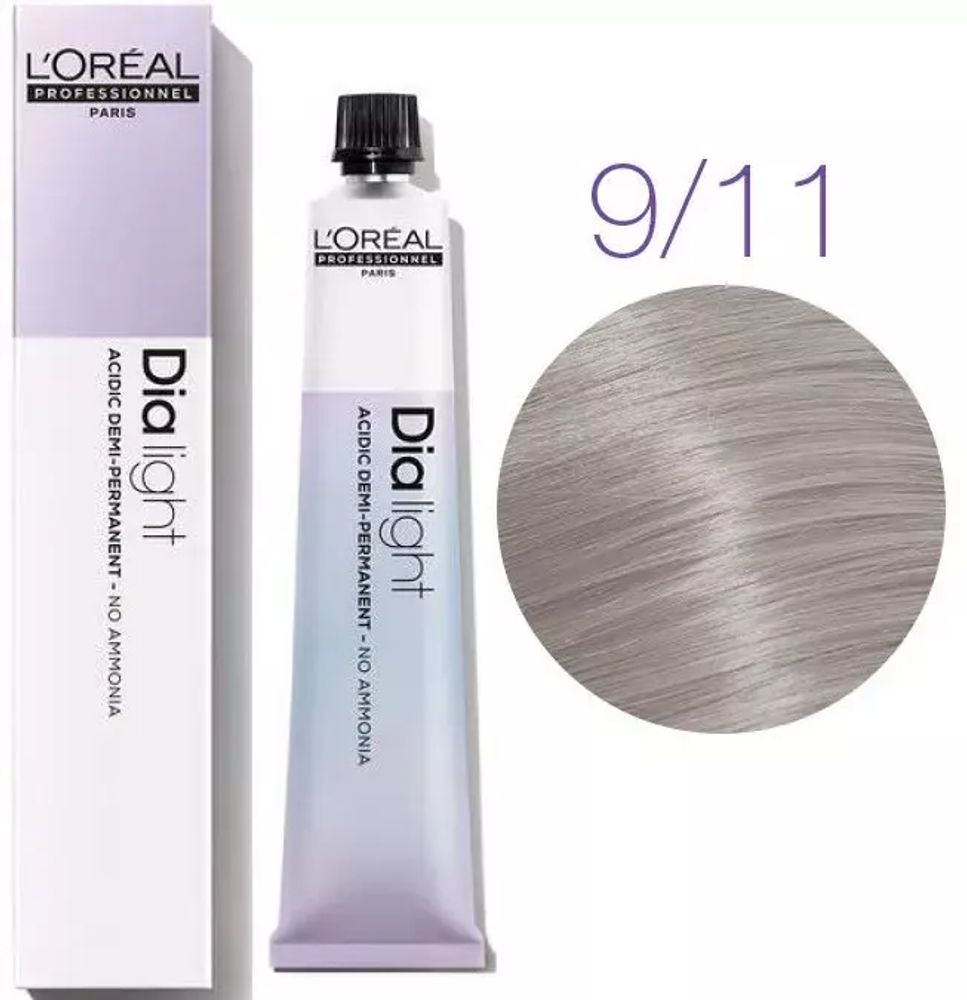 L&#39;Oreal Professionnel Dia Light 9.11 молочный коктейль очень светлый блондин глубокий пепельный 50мл