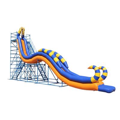 Надувная водная горка «Морской конёк» для вышки (опоры), 15×3×8 м