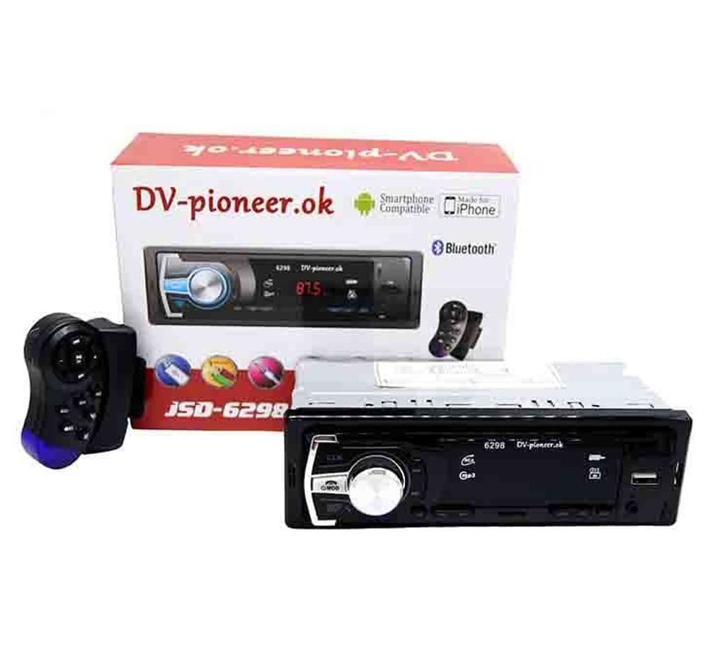Автомагнитола DV-Pionir ok JSD-6298, Bluetooth цветная подсветка, usb, micro, aux, fm, пульт