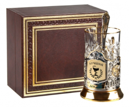 32899478 Подстаканник "Лучший доктор" позолочен.