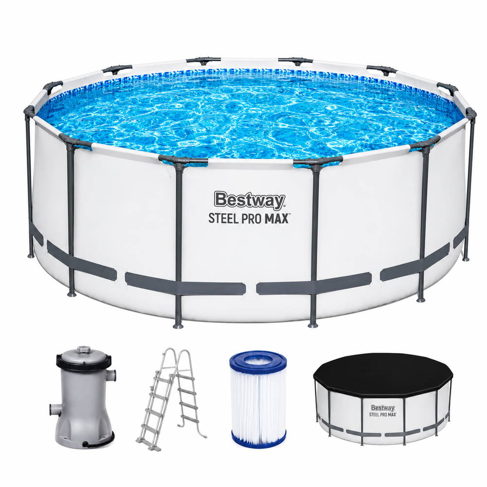 Bestway 56420 BW Каркасный бассейн Steel Pro Max 366х122см, 10250л, фил.-насос 2006л/ч, лестница, тент