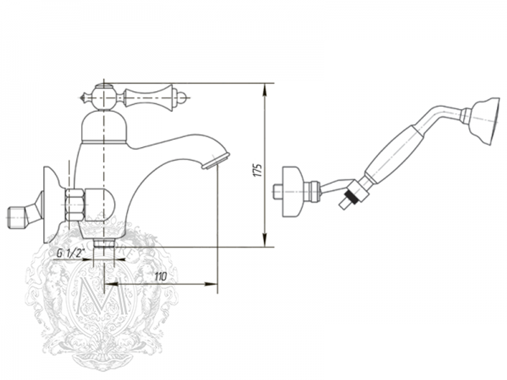 Смеситель для ванны Migliore Bomond ML.BMD-9702 схема