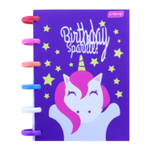 Блокнот А6, Yalong, цветные кольца, пластиковая обложка, клетка, 100 л., "Единороги", ассорти