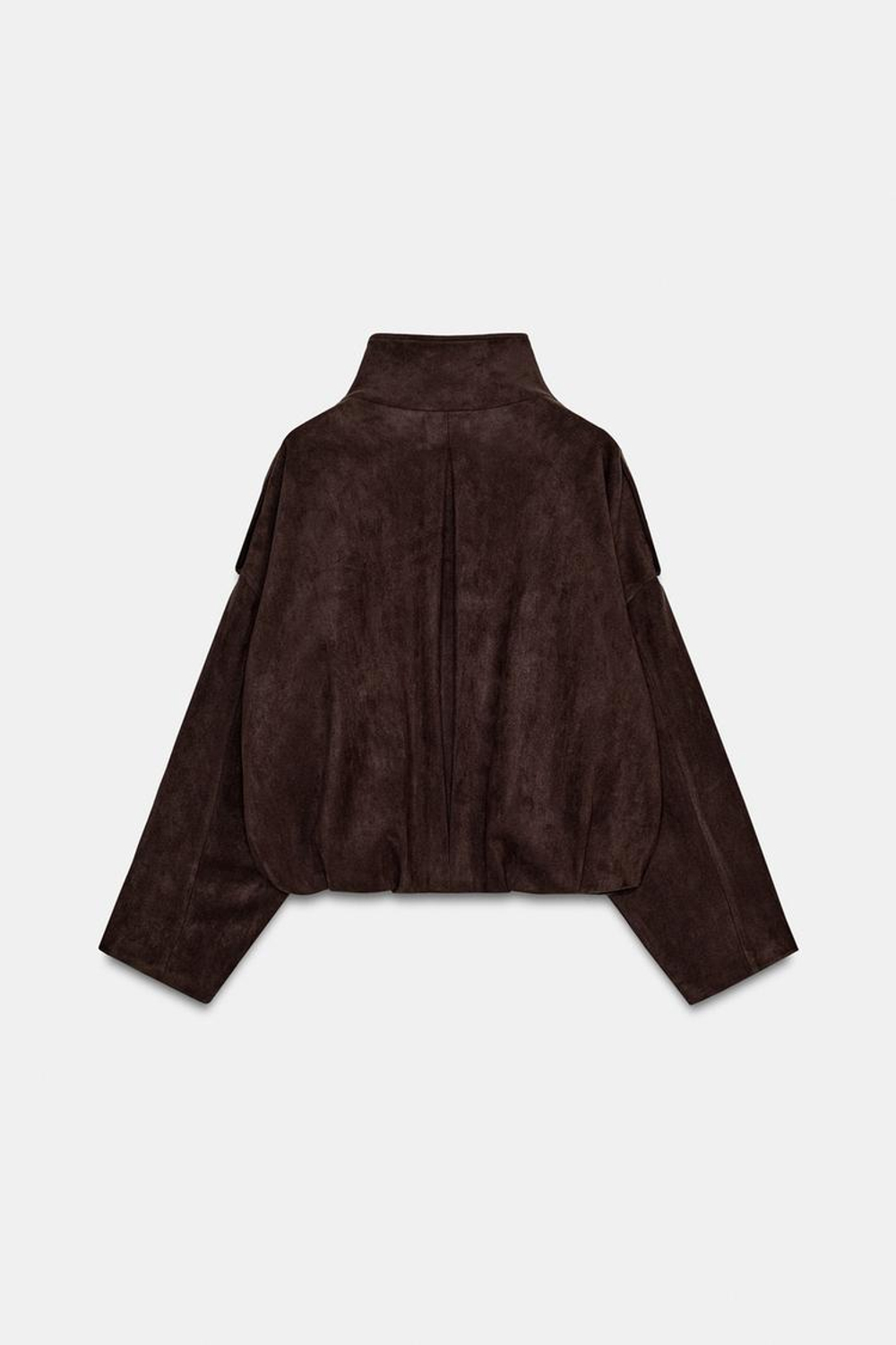 ZARA КУРТКА ИЗ ИСКУССТВЕННОЙ ЗАМШИ С ПОГОНАМИ, ШОКОЛАДНО-КОРИЧНЕВЫЙ