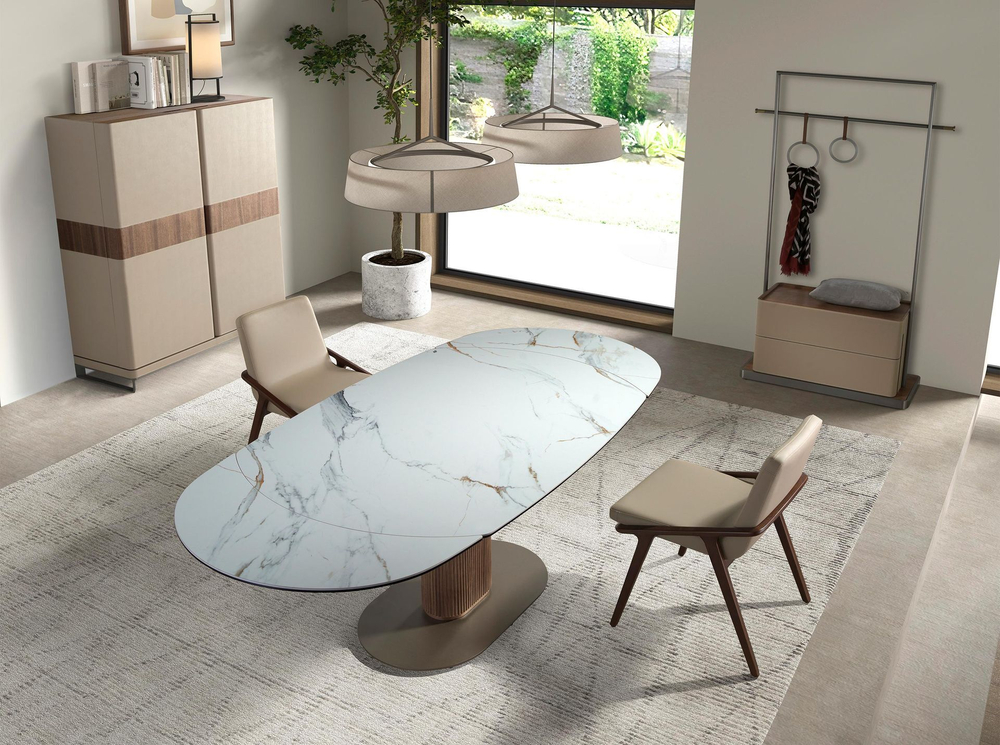 Вешалка для одежды 3282 из кожи, ореха и нержавеющей стали