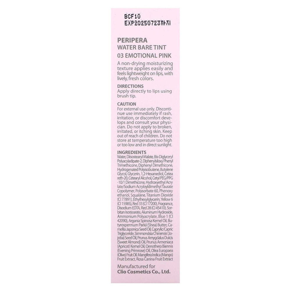Peripera, Water Bare, тинт для губ, оттенок 03 розовый, 3,7 г (0,13 унции)
