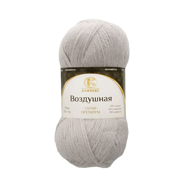 Пряжа Камтекс Воздушная / уп.5 мот. по 100 г, 370 м, цв.008 серебристый