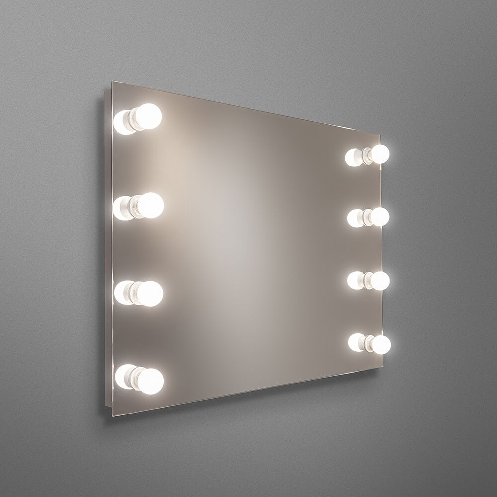 Гримерное зеркало с подсветкой Дива, 80х60 см (мех. выключатель, для 8 ламп, без комплекта ламп)