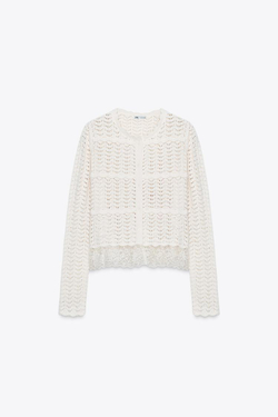 ZARА ВЕЛЮРОВЫЙ КАРДИГАН, ЭКРЮ