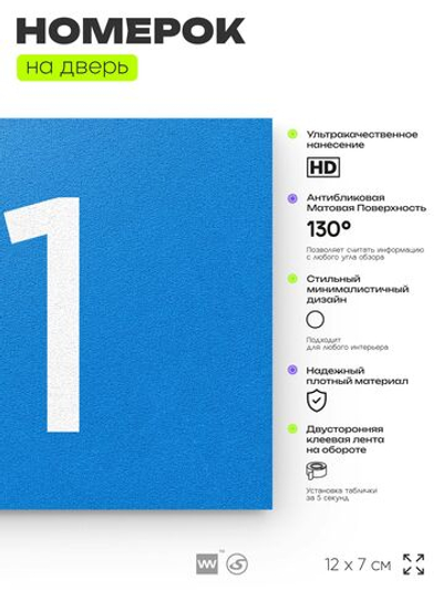 Табличка с номером 91 на дверь квартиры, для офиса, кабинета, аудитории, склада, голубая 120х70 мм, Айдентика Технолоджи