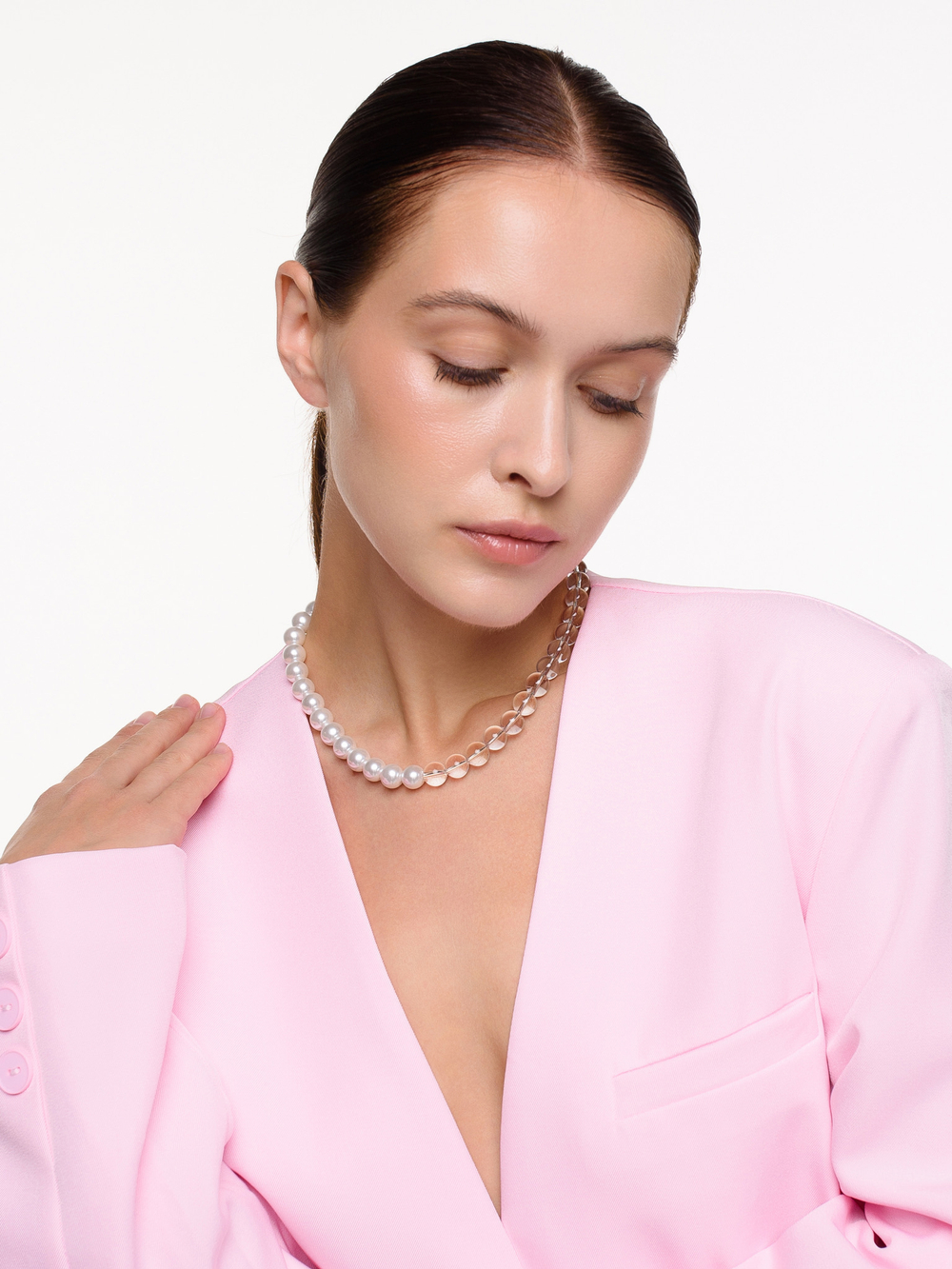 Чокер "Bubble" с горным хрусталем и перламутром Silver