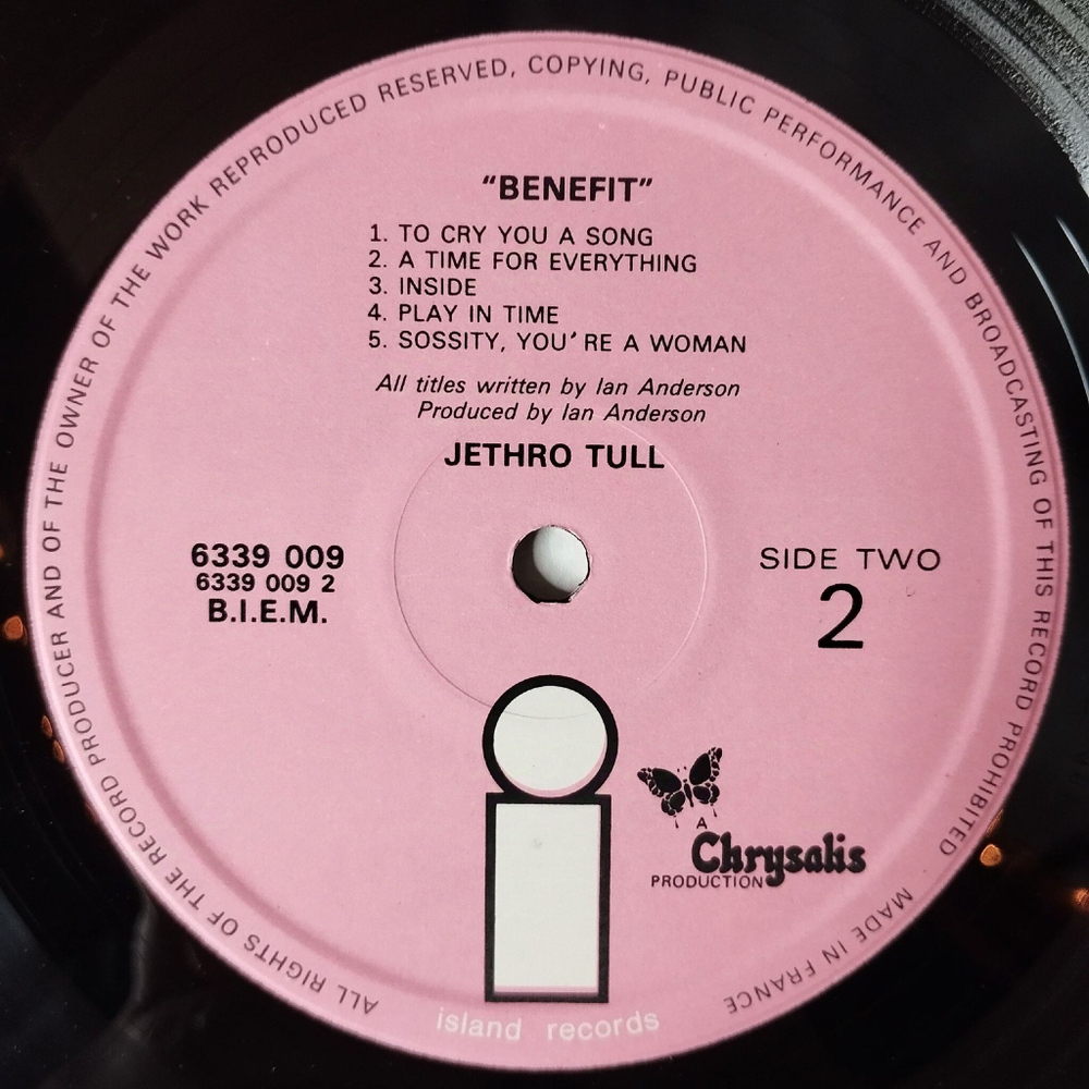 Винтажная виниловая пластинка LP Jethro Tull Benefit (France 1970)