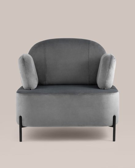 Кресло Кэнди с подлокотниками велюр серый