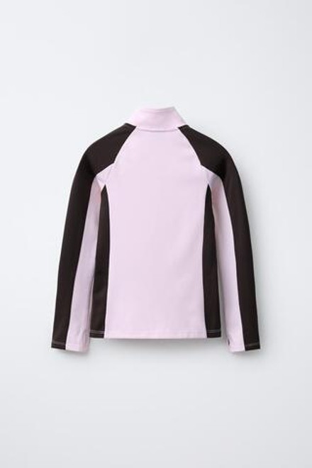 ZARA ТЕРМОФУТБОЛКА С КОНТРАСТНЫМИ ПОЛОСАМИ, КОРИЧНЕВЫЙ