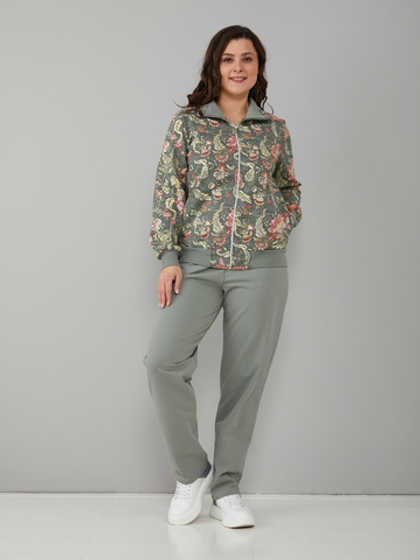 Костюм с брюками КБ-184/фисташка-мифическиецветы