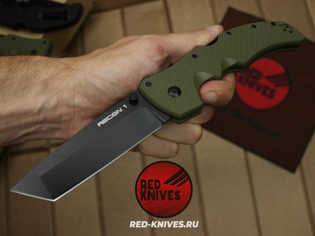 Реплика ножа Cold Steel Recon 1 Tanto G10 (V2024) - зеленая рук., черный клинок