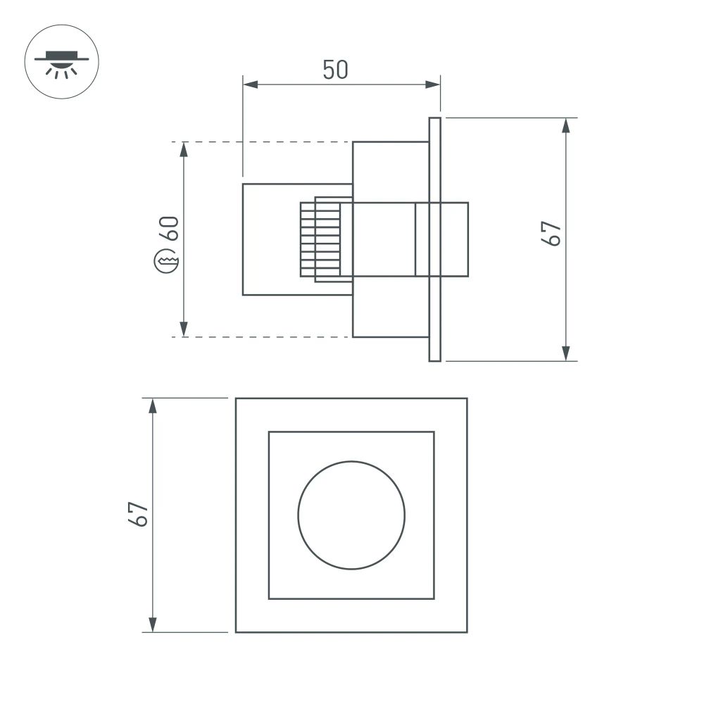 Светильник MS-ORIENT-BUILT-TURN-TC-S67x67-3W Warm3000 (BK-BK, 30 deg, 230V) (Arlight, IP20 Металл, 5 лет) 037206