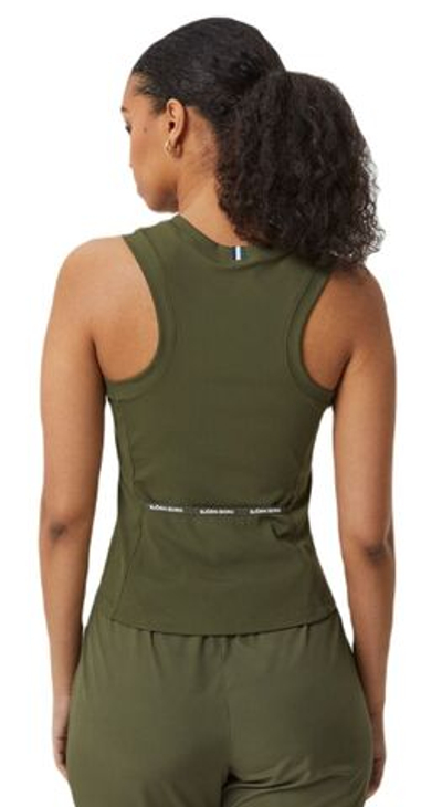 Женский топ теннисный Björn Borg Ace Rib Tank Pocket - olive night